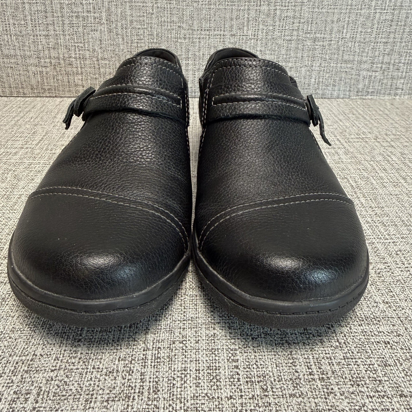 Clarks Shoes Womens Sz 6.5 Black Slip On Casual Comfort 15807 Cheyn Madi