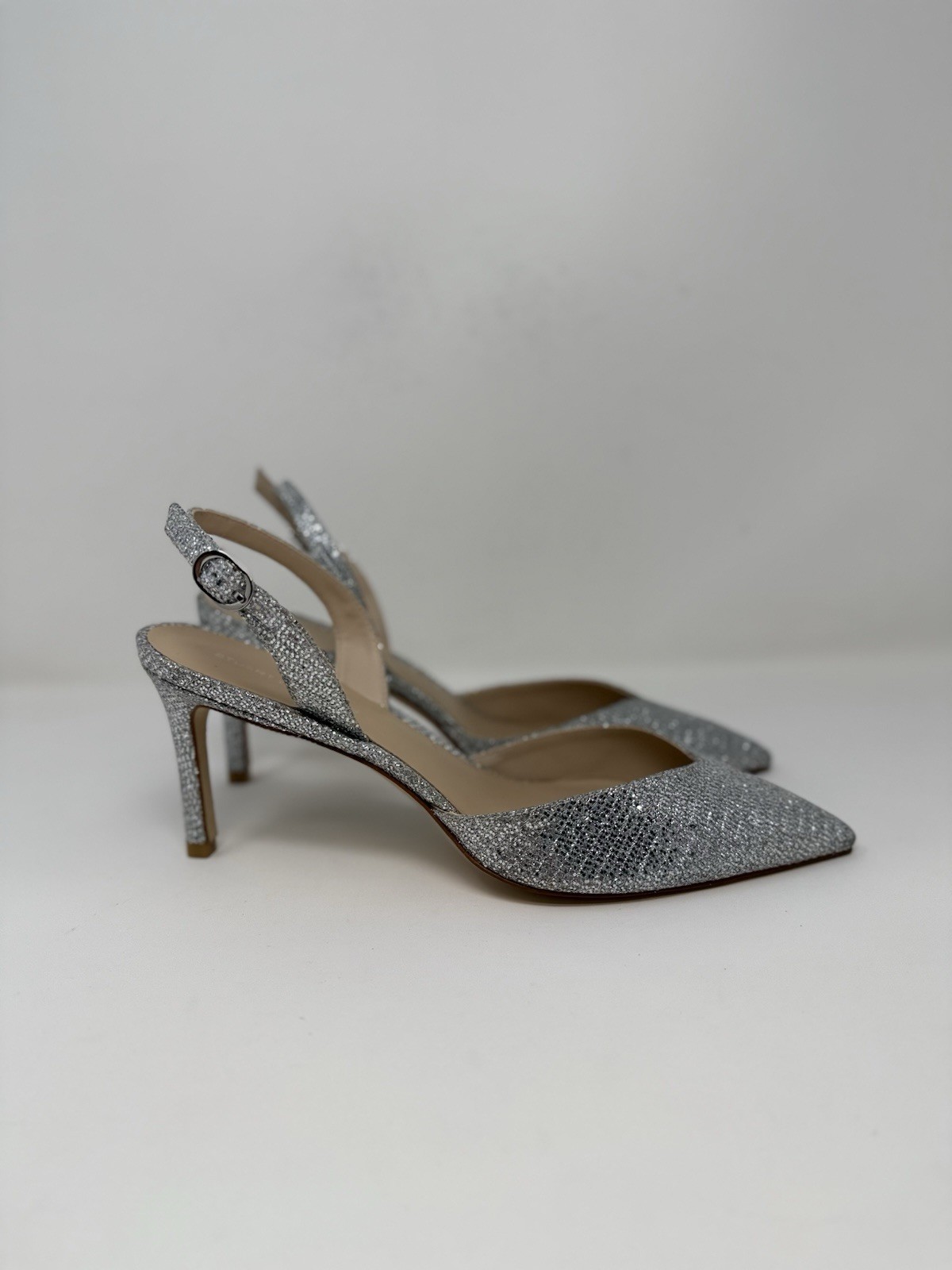New Stuart Weitzman Julia 75 Slingback Pump Silver Sz 8