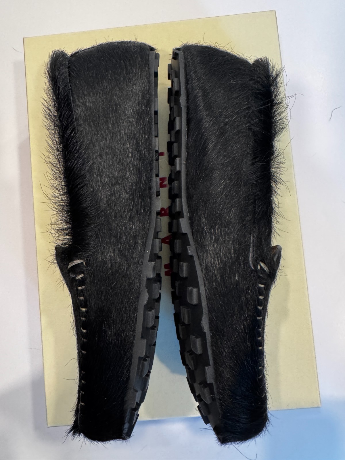 Marni Black Calf Hair Moc Loafers