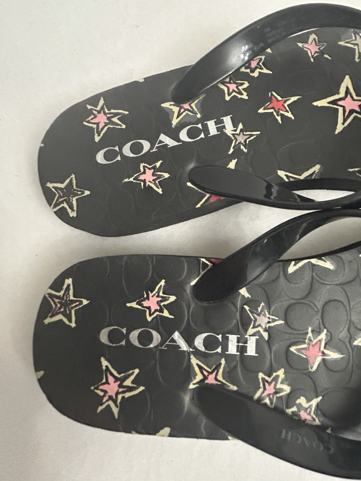 COACH Abbigail Stars Print Flip Flops Thong Sandals Women’s Size 5B Summer Beach