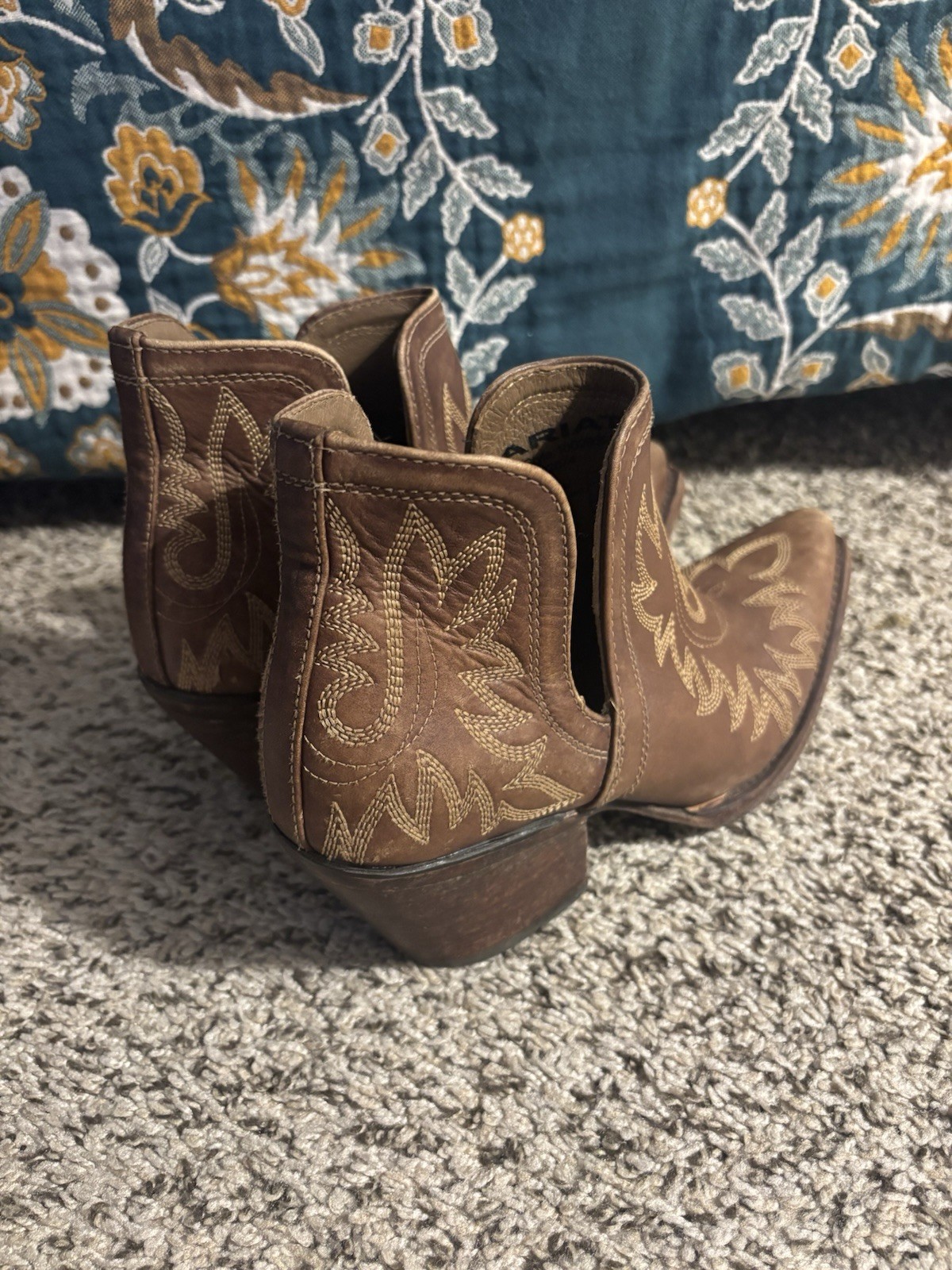 Ariat Ladies Dixon Weathered Brown Western Ankle Boots 10027282 Size 9b
