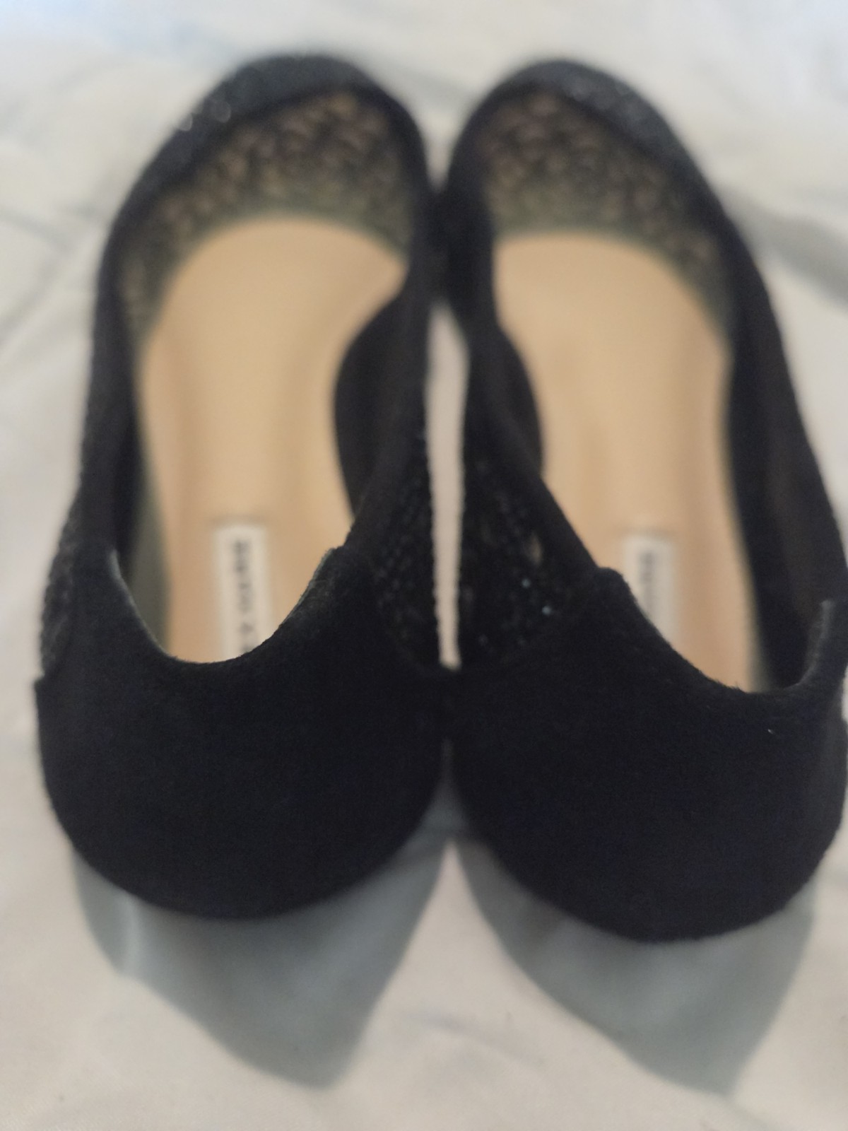Alex Marie Womens 8 Black Sparkly Mesh Lace Dressy Ballet Flats Evening