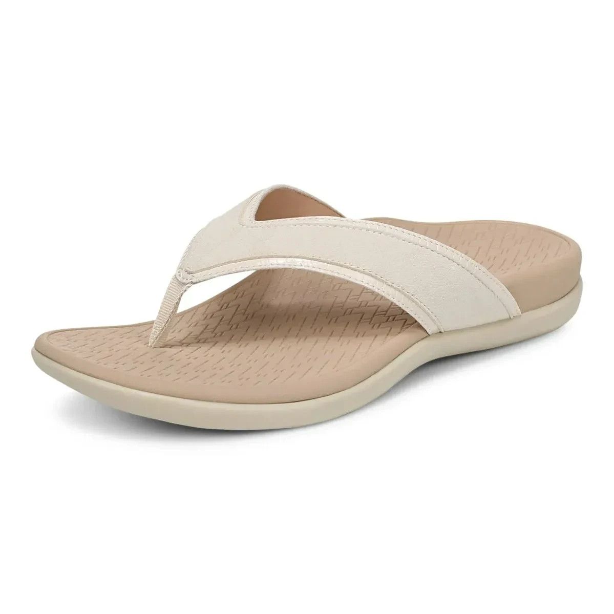 Vionic Tava Toe Post Sandal, Cream Suede – US Stock, Free Shipping