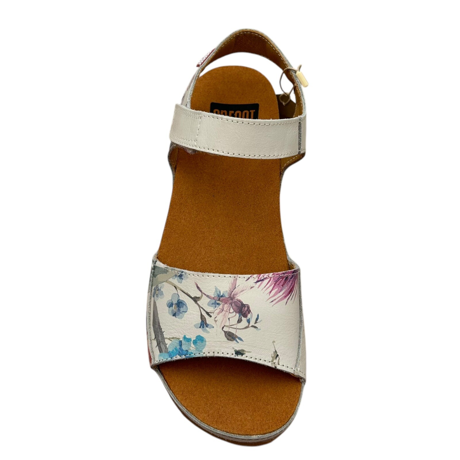 Onfoot Womens Open Toe Leather Sandals Size 8.5/40 Beige/Multicolor Floral Print