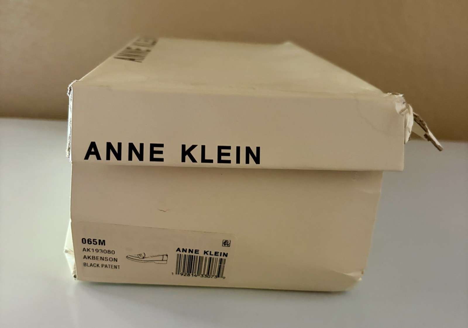 Anne Klein iflex black patent leather penny loafer heel womens 6.5 Akbenson NIB