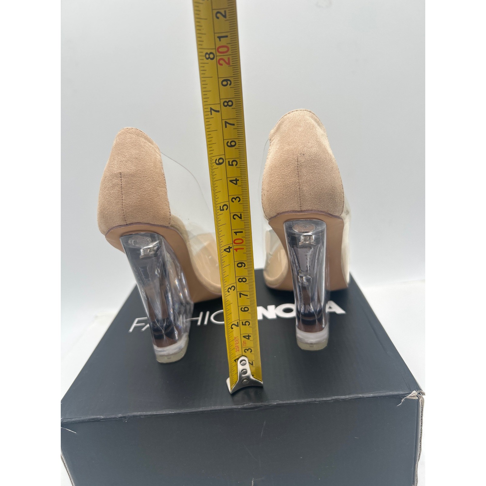 Fashion Nova Shes All Clear Here Wedge Nude Clear PVC Pointed Toe Pumps Size 8
