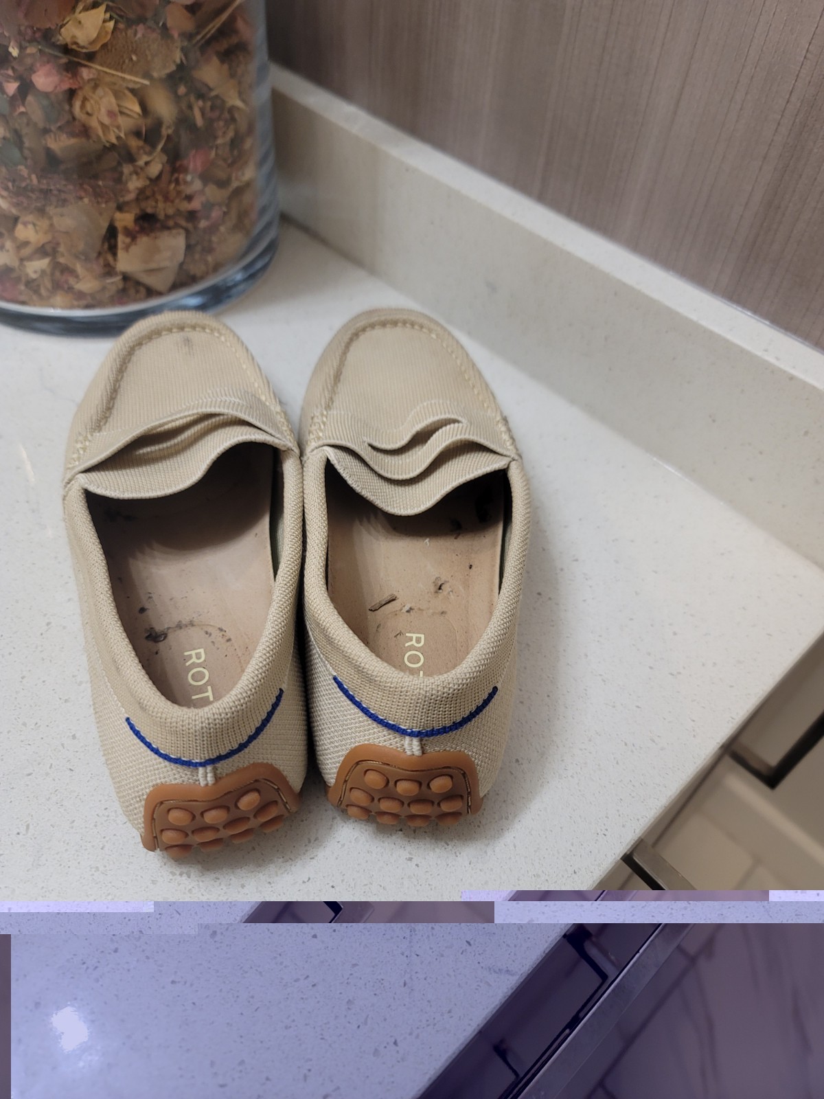Rothy’s (Sz 8) The Daily Driver Loafers Shoes Womens Beige Poly Knit Slip On