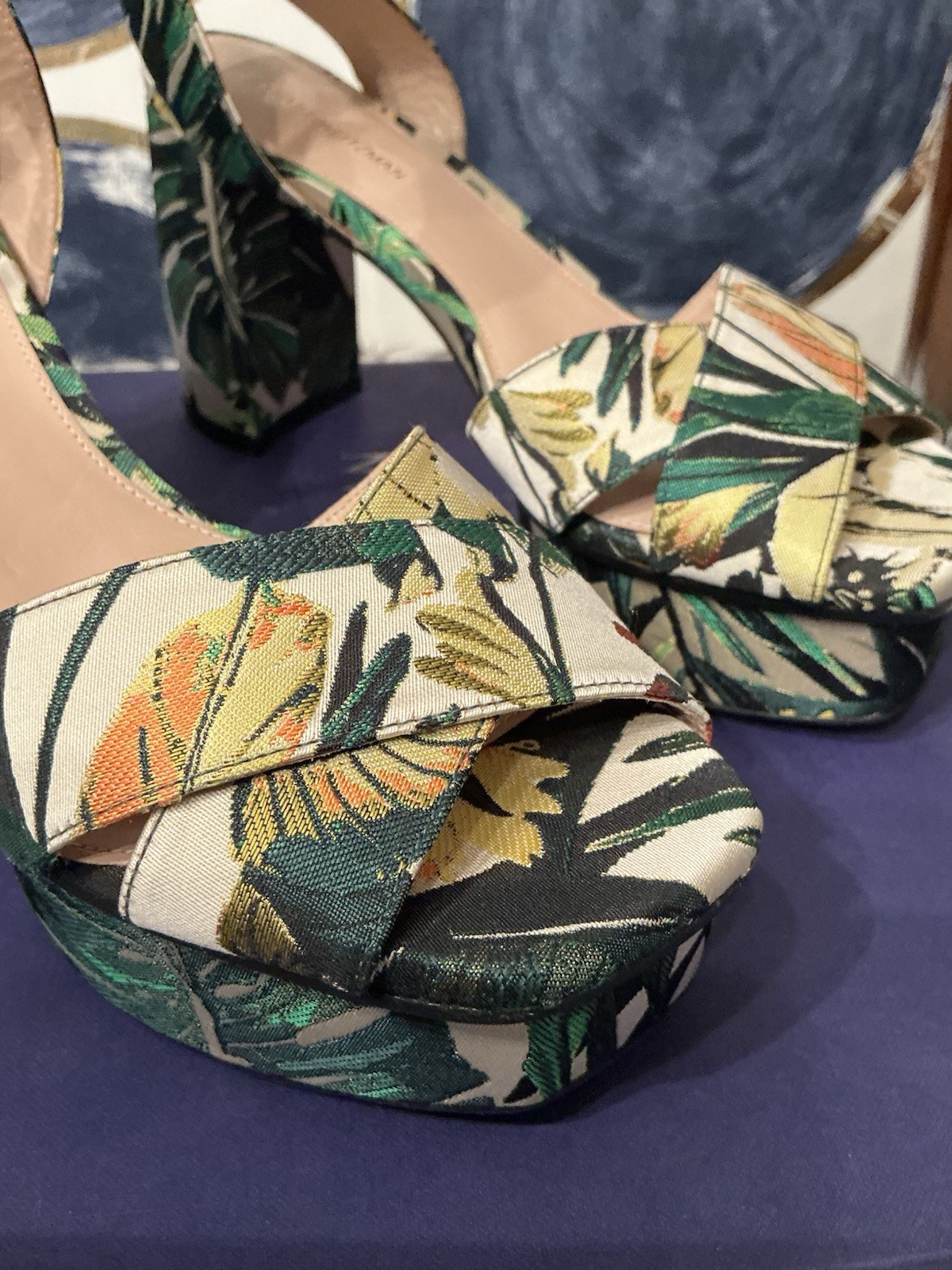 Stuart Weitzman Tropical Platform Sandal Heels 7 NWB