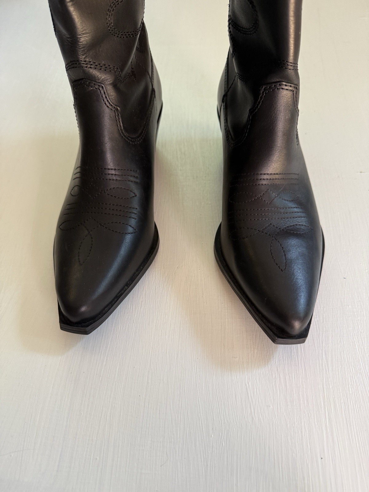 NEW Steve Madden Women’s Western Boots Black Leather Size 9 Made In Brazil