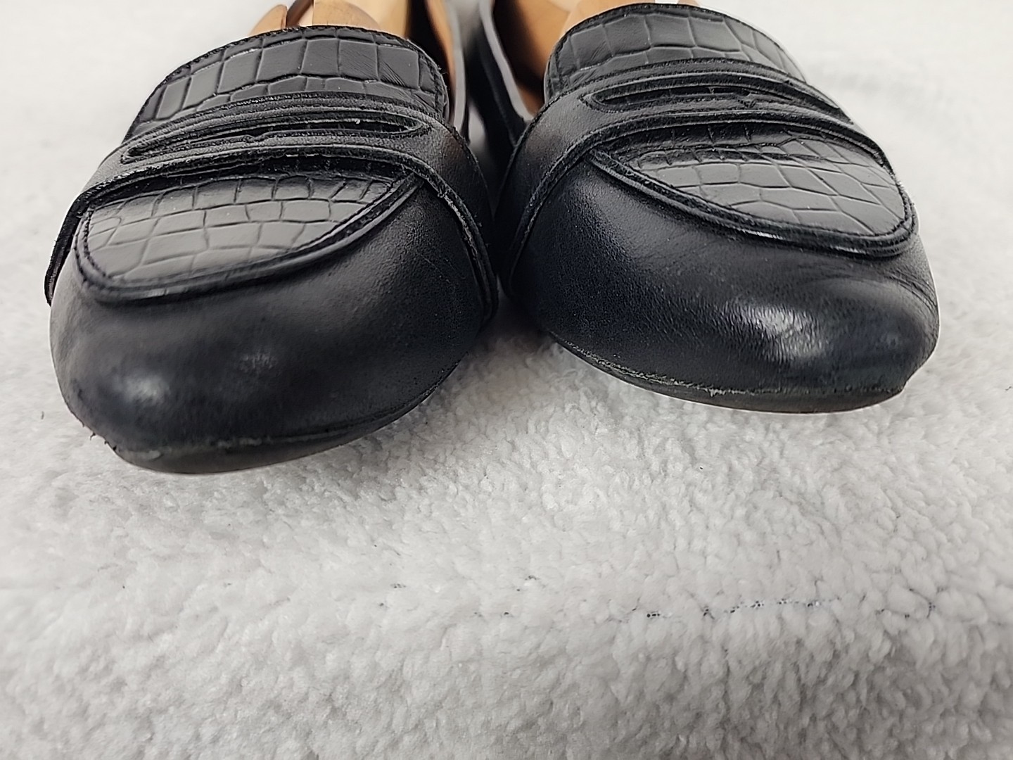 Vionic Savannah Flat Loafer Casual Shoes WOMENS 7.5 Black Alligator Look Leather