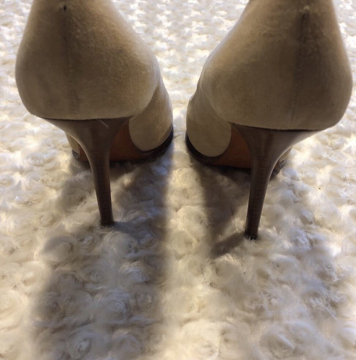 Celine Women’s Suede Semi Pointed Toe Pumps Nude Size 40 USA 9 / 9.5