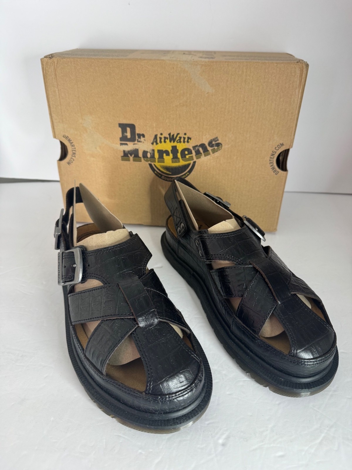 Dr. Martens Archive Sandal Fisherman Crocodile Analine Leather Brown EU 36 US 5