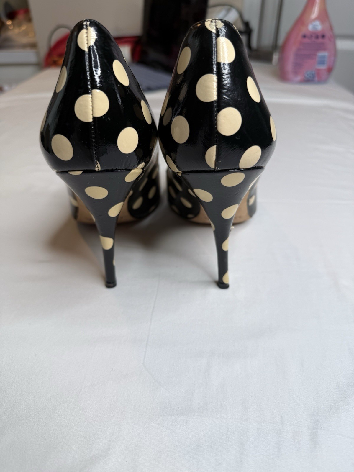 Kate Spade New York Black/Beige Polka Dot Leather Pointed Pump Stiletto 11B