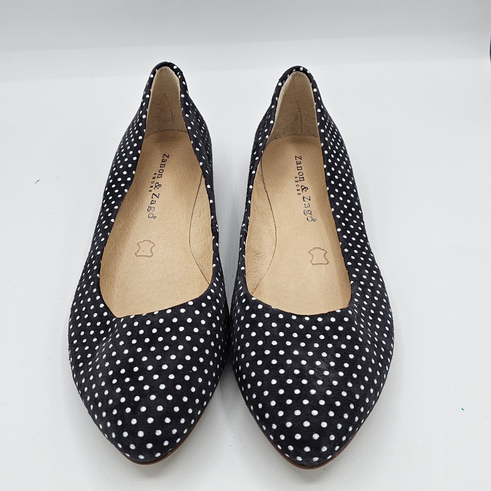 Zanon & Zago Women’s Black White Polka Dot Leather Ballet Flats EU 36 / US 5–5½