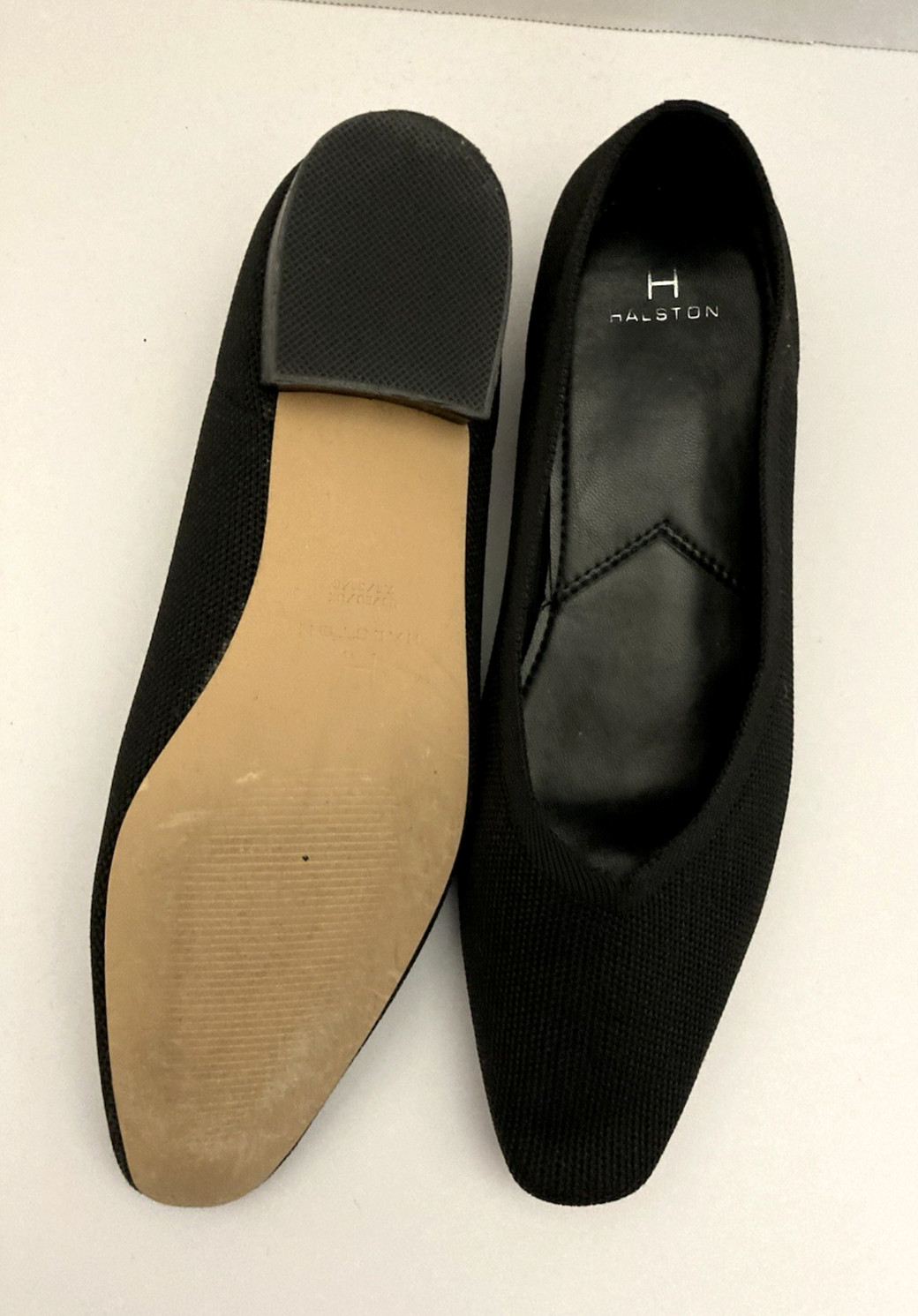 H Halston Black Mesh Knit Slip On Flats Size 7.5 EU 38 Worn Once