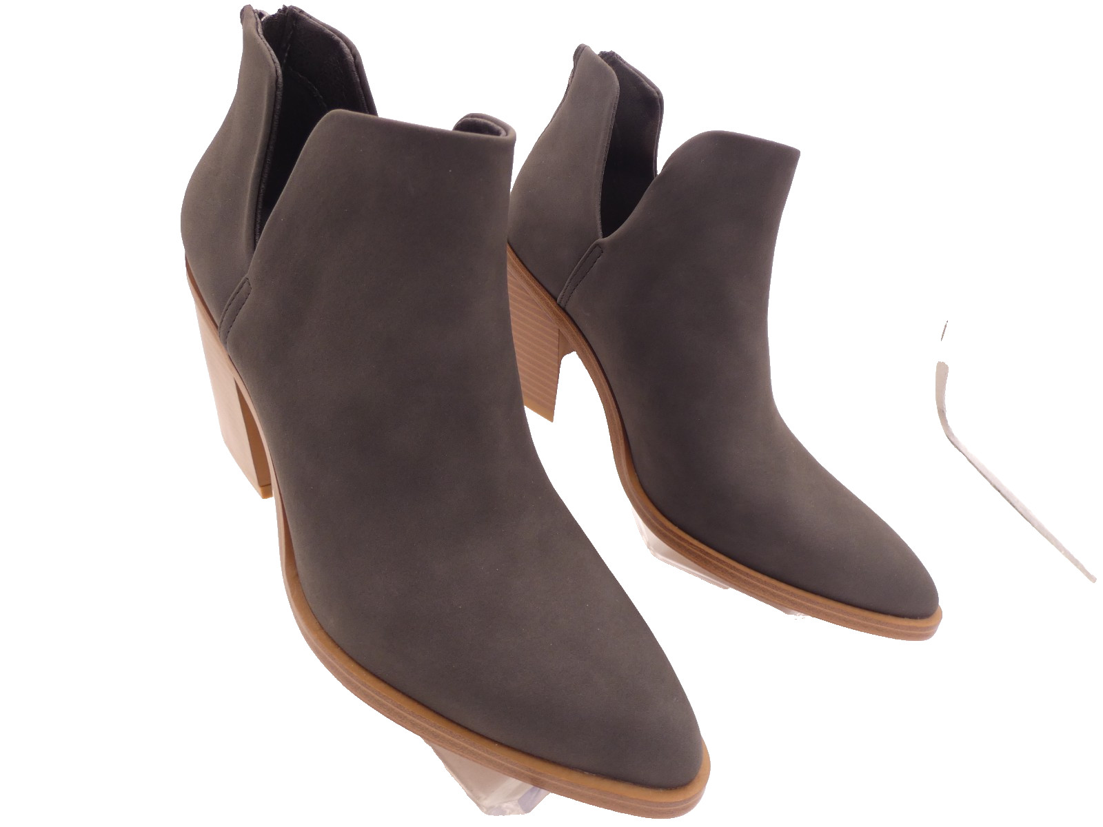 Mysoft Women’s Ankle Boots Slip on Pointed Toe Chunky Stacked Mid Heel 7.5 Gray