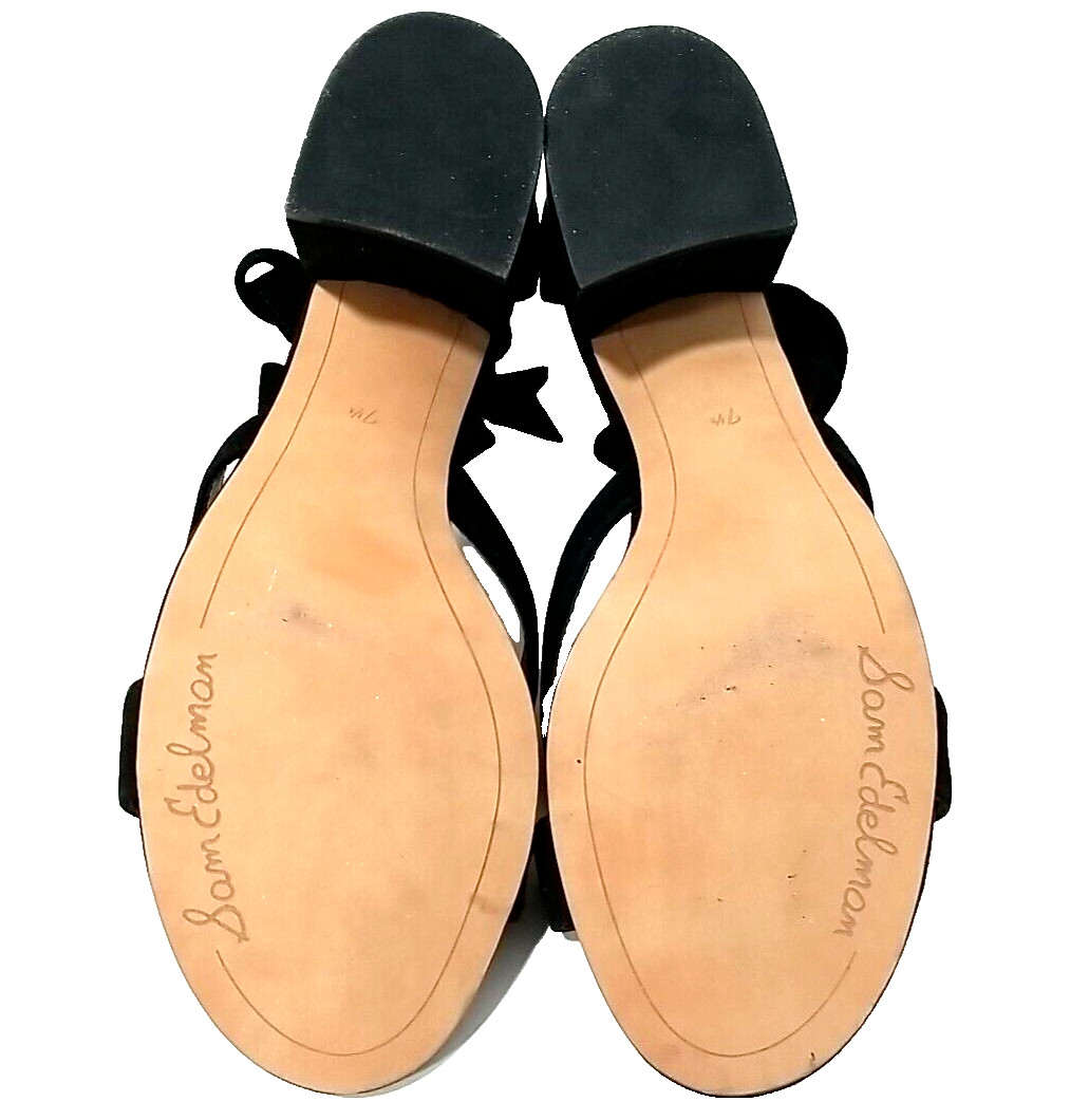 Sam Edelman Sheri Sandals Womens 7½ M Black Suede Leather Strappy Block Heel