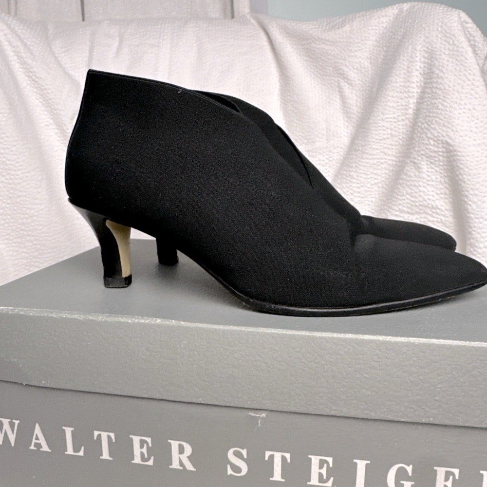 Walter Steiger Black Nylon Elastic Stretch Slip On Ankle Bootie 5.5B