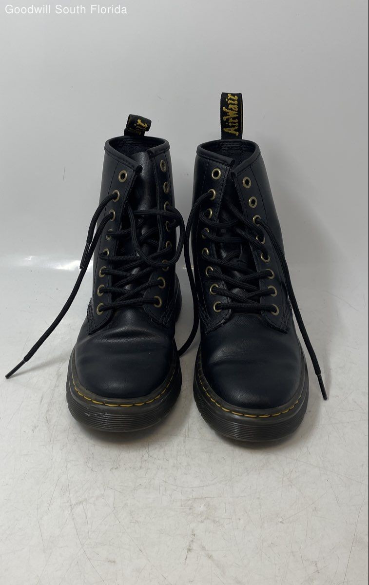 Dr. Martens Unisex Zavala Black Leather Lace-Up Ankle Combat Boots Size M4 W5