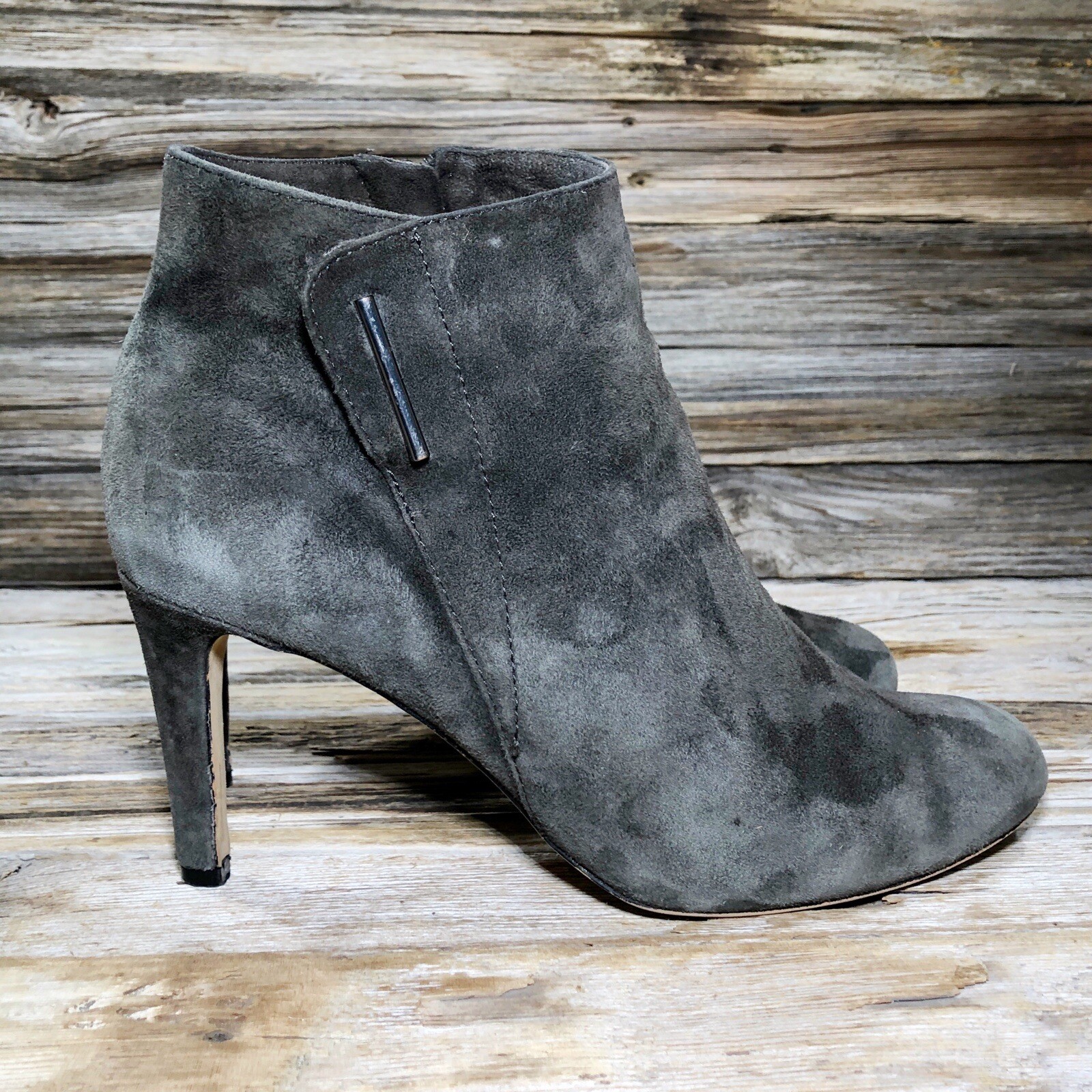 Vince Camuto Charlotte Gray Suede Zip Up Heels Women US 8.5, UK 6, EUR 39.5