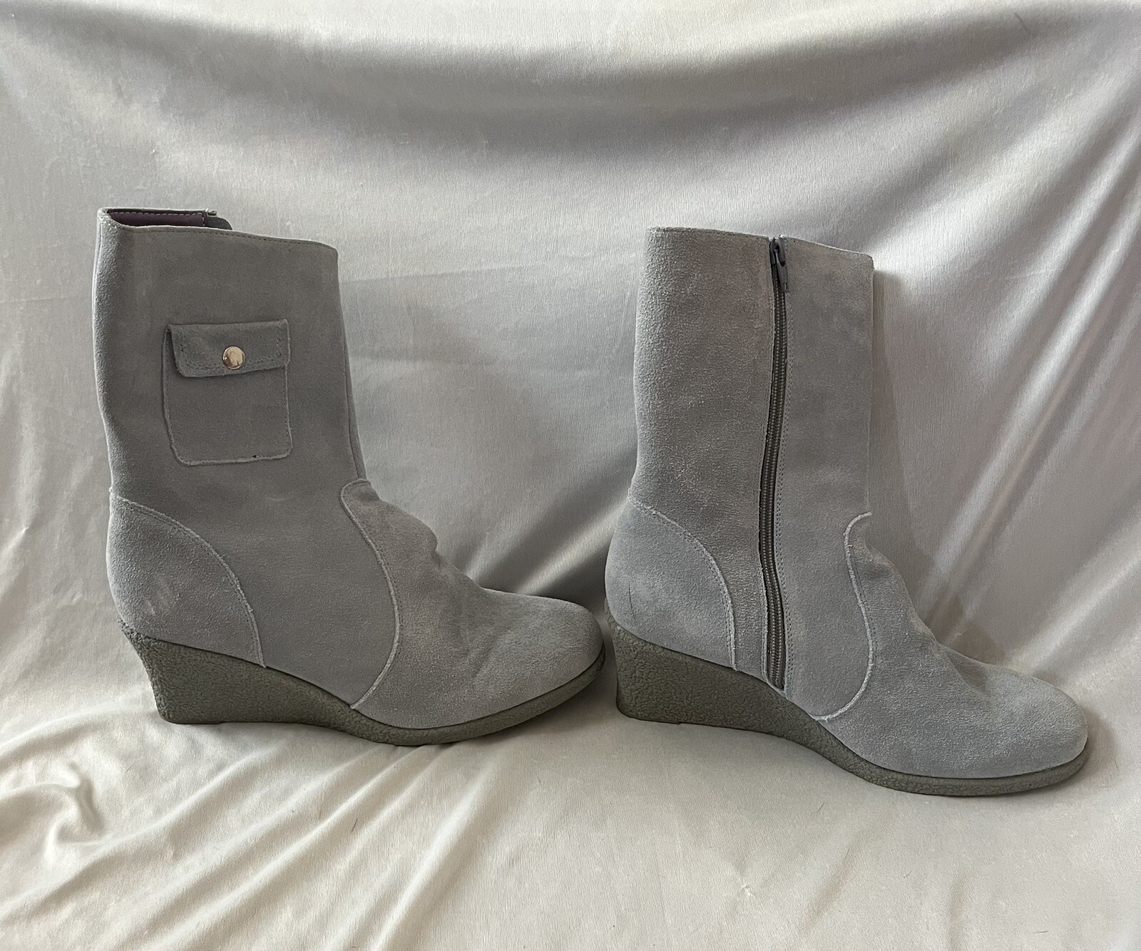 Vintage Gray Suzanne Somers Leather Boots sz 11