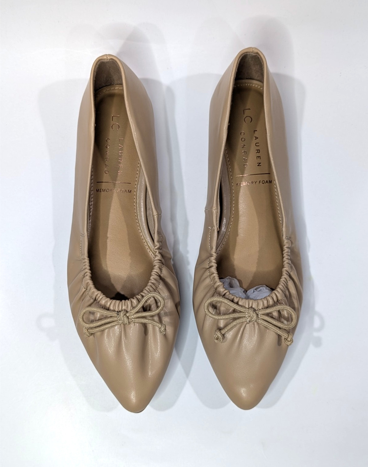 LC Lauren Conrad Norita Beige Women’s Gathered Topline Ballet Flats-Asst Sz NWB