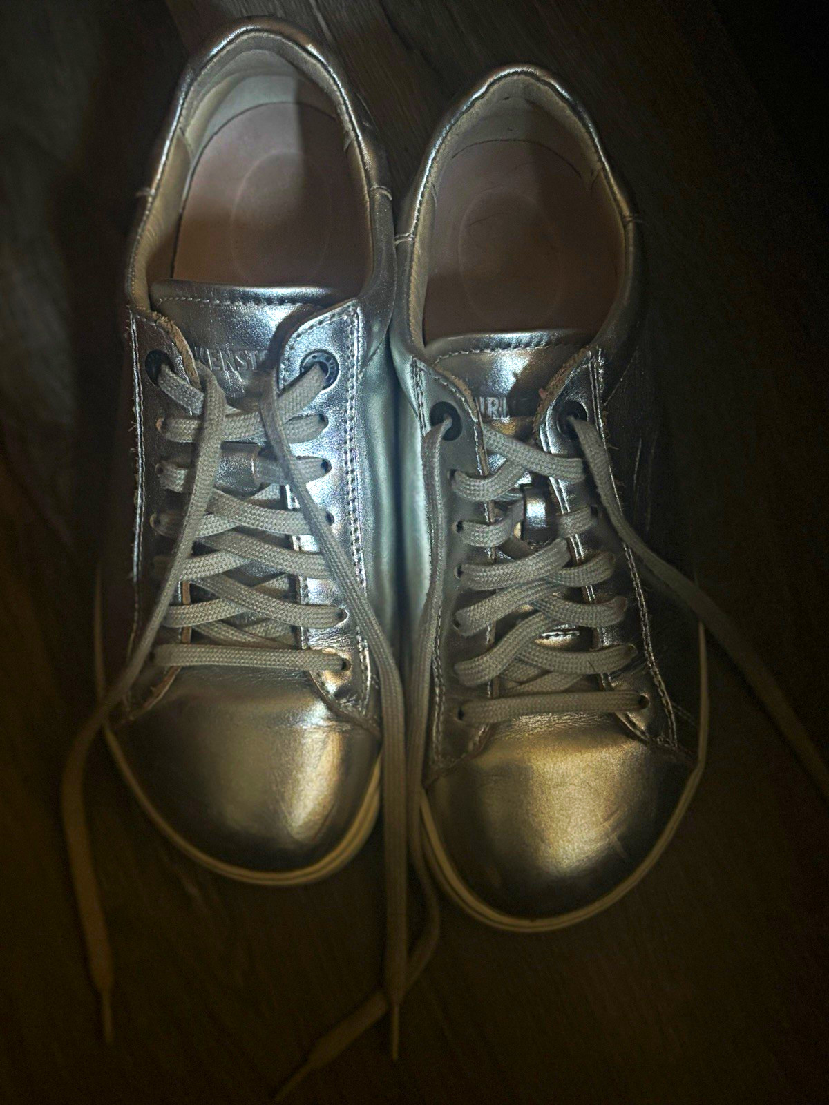Birkenstock Women’s Silver Metallic Low Top Lace-Up Athletic Sneakers
