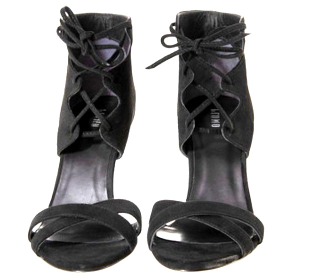 Calypso St Barth Original High Heels Lace Up Plomo Ally Suede Black 7 NIB ($495)