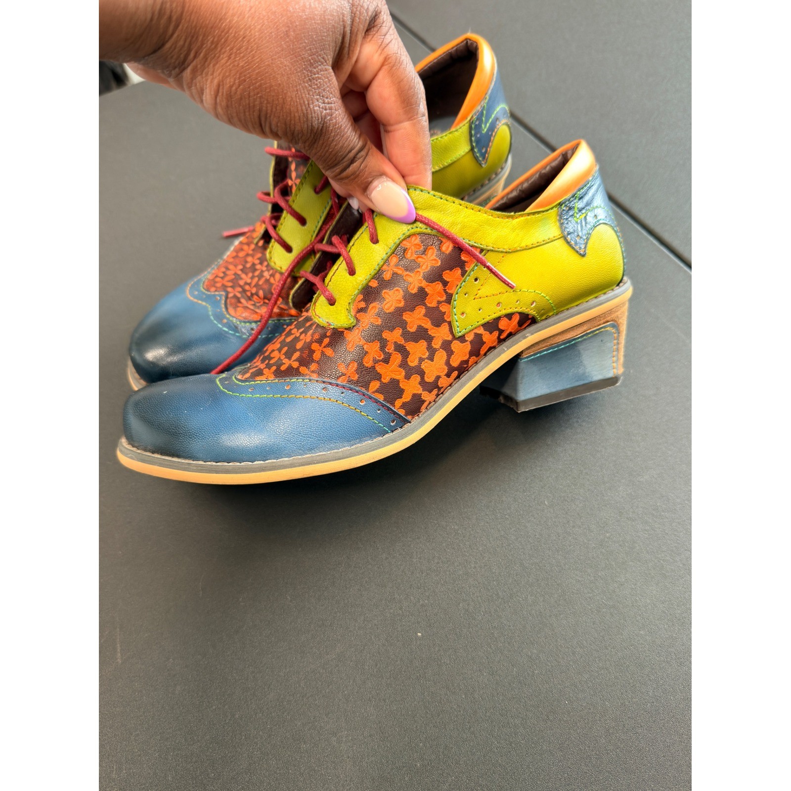 Luckyiu Iliyah Shoes Colorful Oxford Shoes Art to Wear Preppy Academia Floral