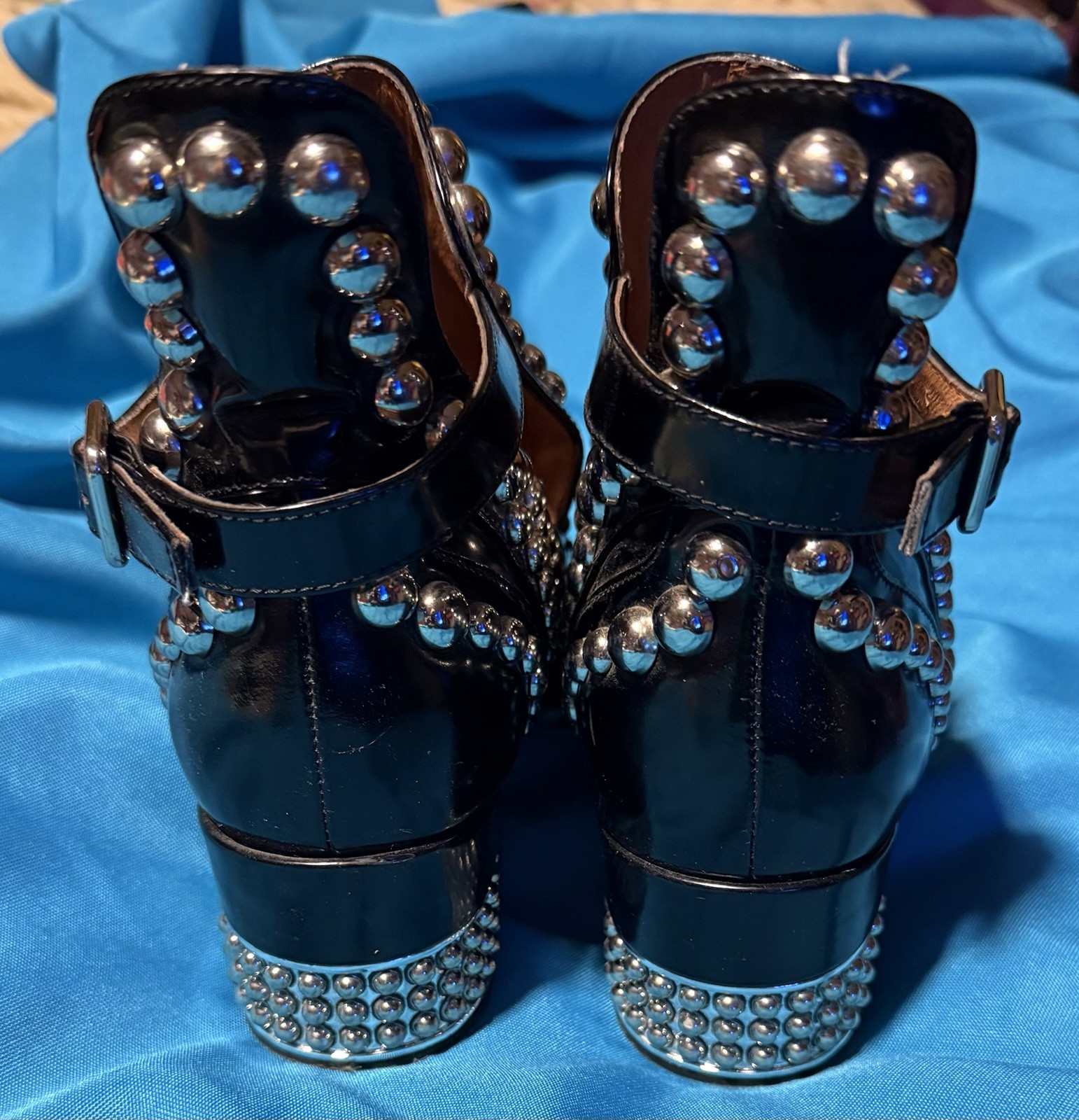 Jeffrey Campbell🔥Rock N Roll🔥Black Silver Studded Buckle Boots Silver 8.5