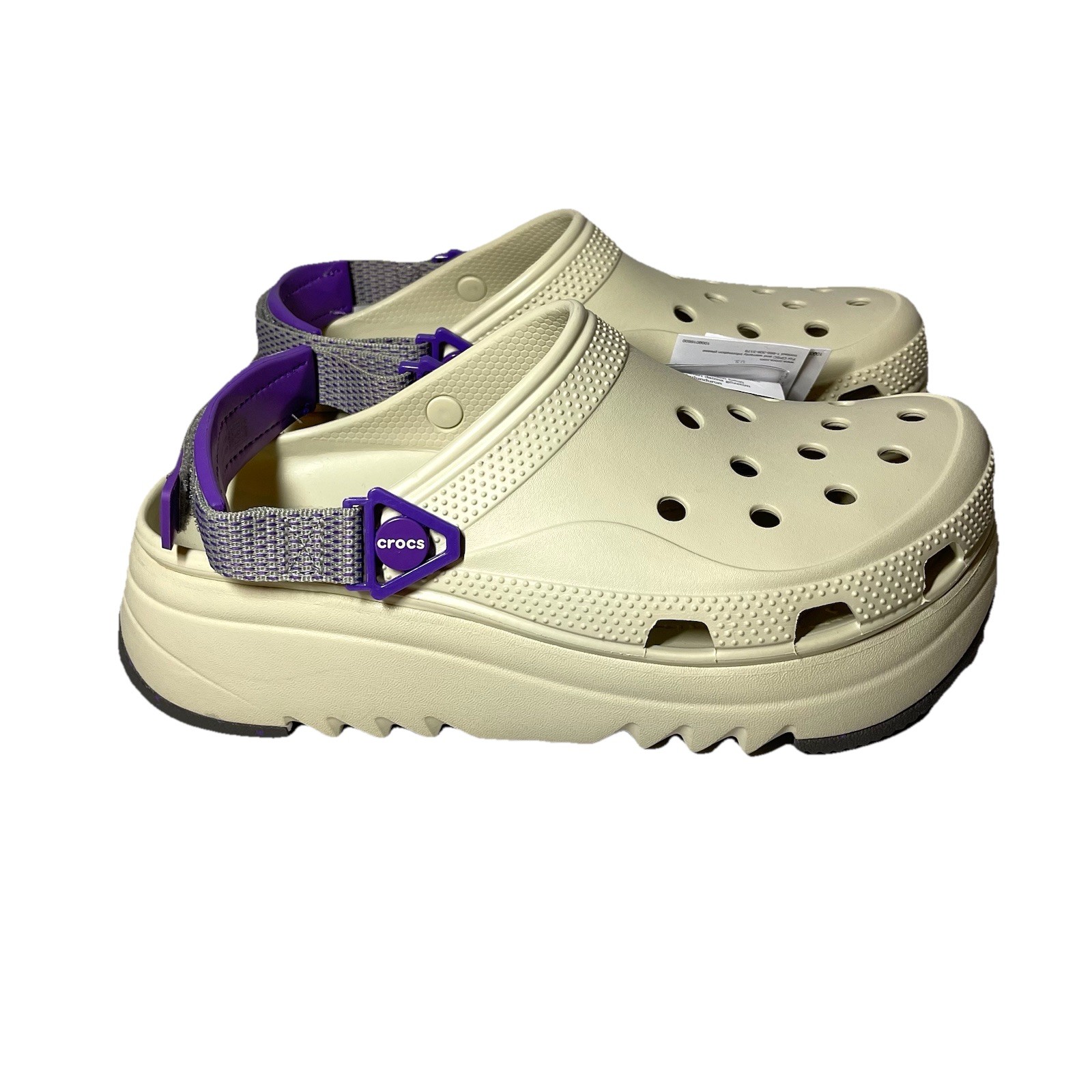 New Crocs Unisex Hiker Xscape Clog M10/W12 Bone/Purple Platform Slingback Sandal