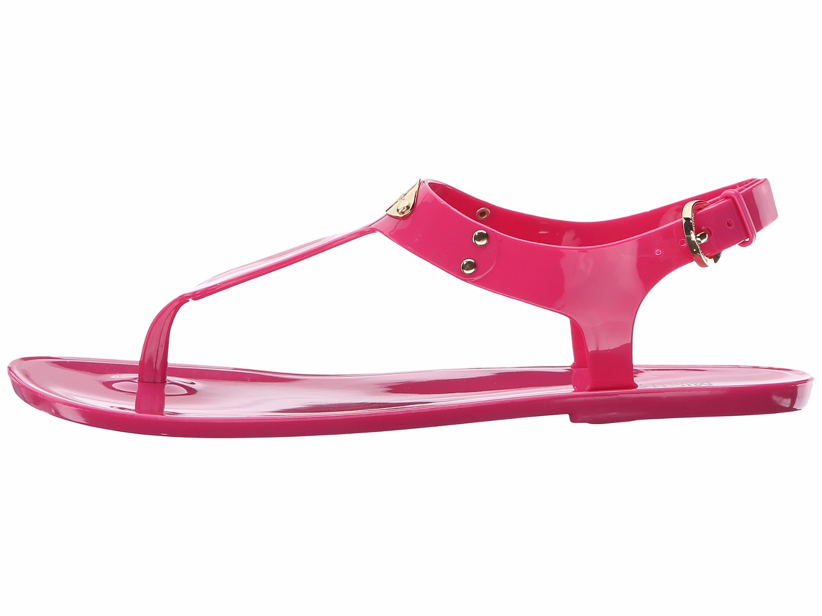 MICHAEL KORS MK PLATE JELLY RASPBERRY PINK PVC WOMENS THONG LOGO SHOES MULTISIZE