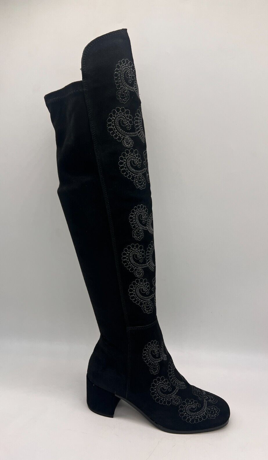 Sbicca Chenoa Black Over The Knee Boots Size 7 Embroidery Textile & Leather