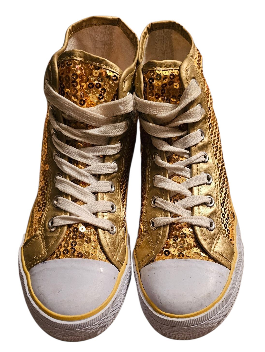 Balera Gold Sequin High Top Dance Sneaker Shoe Women 8 Hip Hop Party