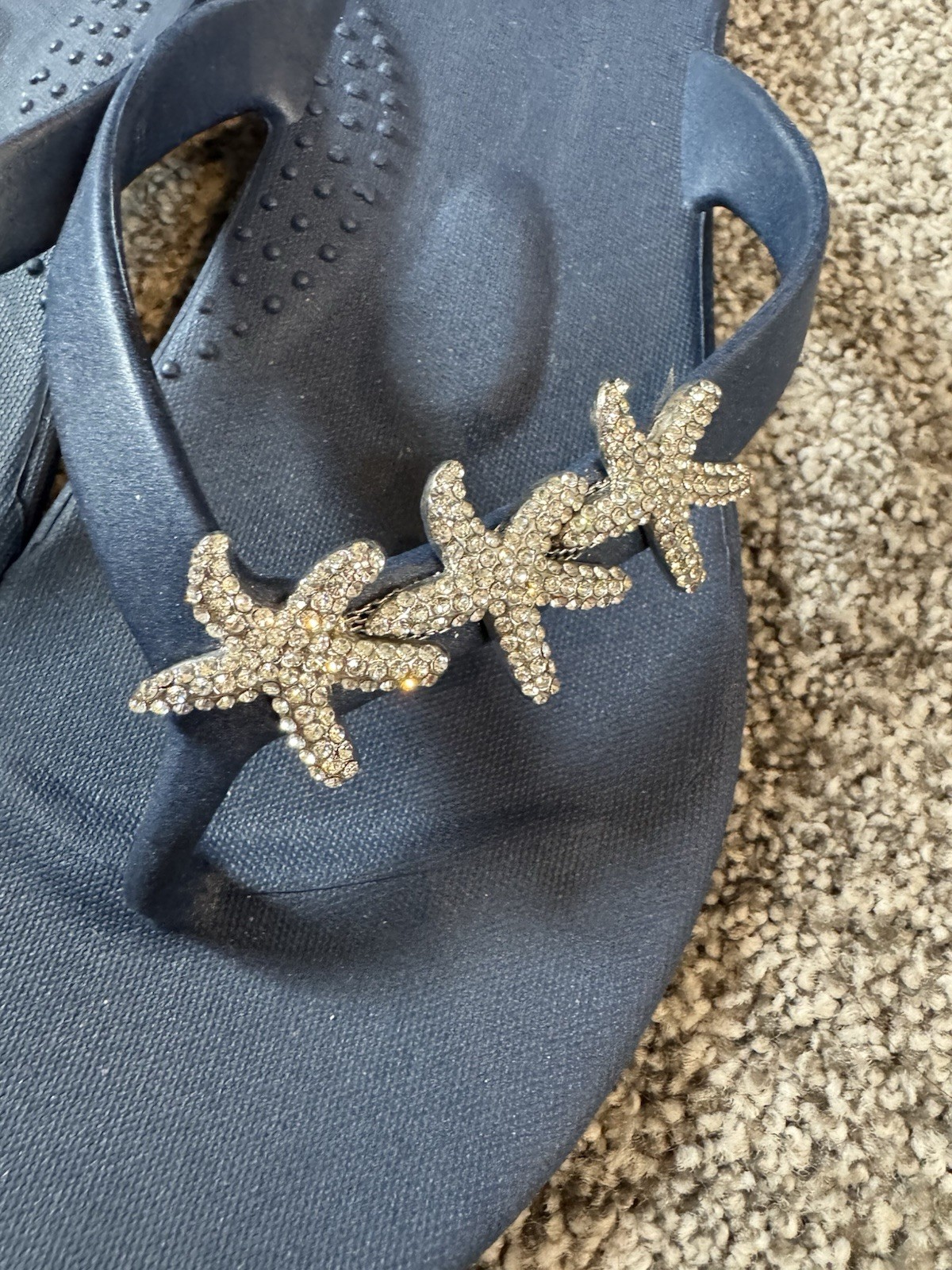 EUC Oka-B Ryann Flip Flop beach themed sandals crystal-encrusted starfish charm