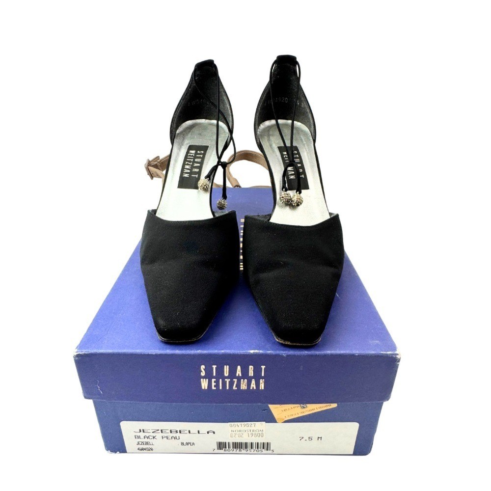 Stuart Weitzman Jezebella Women’s Black Rhinestone Ball Tie Formal Shoe Size 7.5