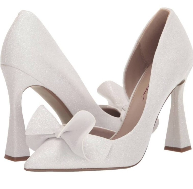 Betsey Johnson Nobble Ivory Heals white Glitter Size 8 New Wedding Formal