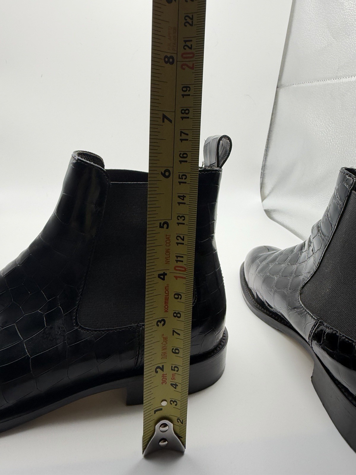 Russell & Bromley Chelsea Boots Black Croc Embossed Leather EU 37.5 US 6.5