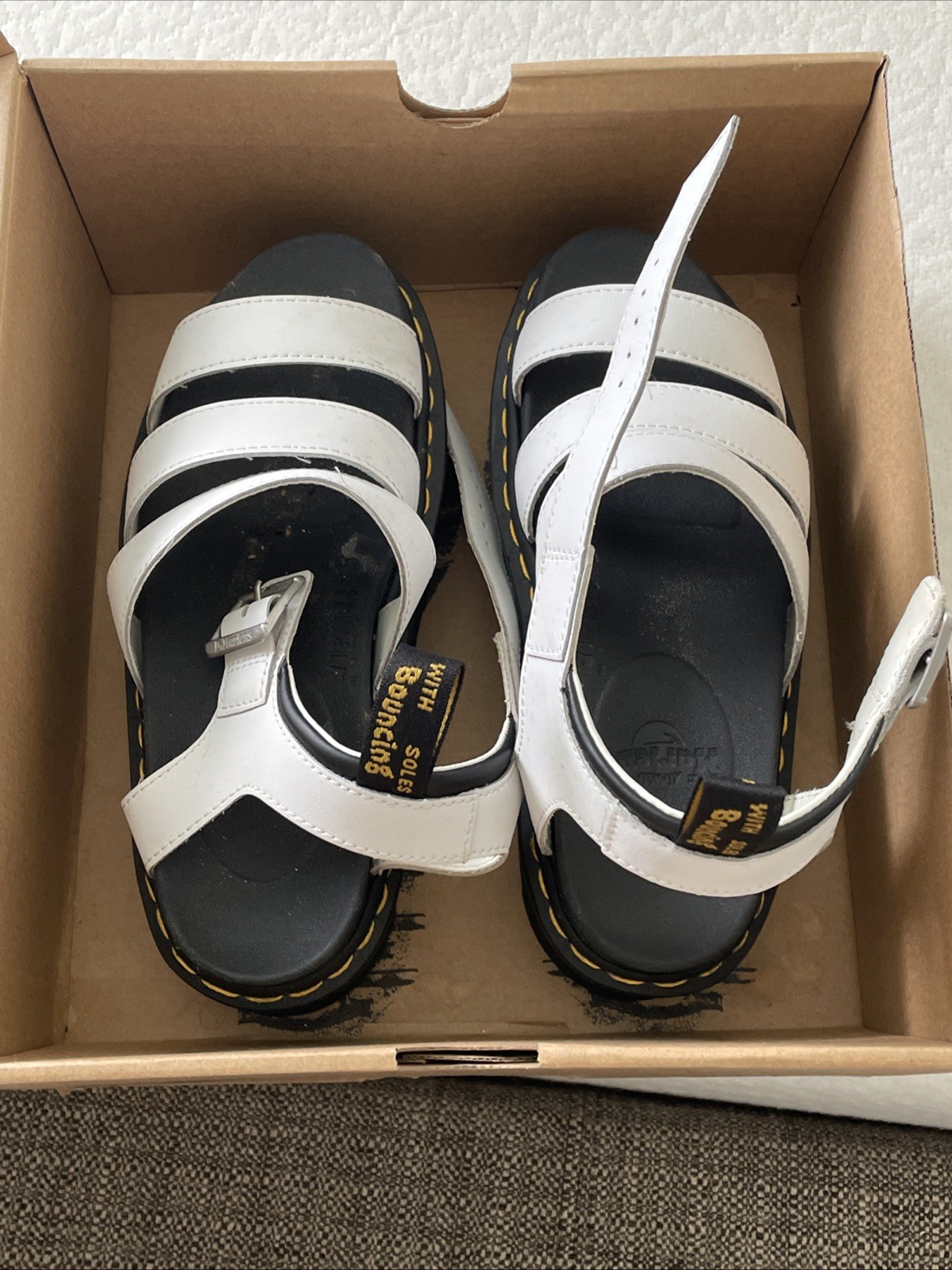 Dr Martens Blaire Quad White Hydro Leather Platform Sandals Strappy Women US 7