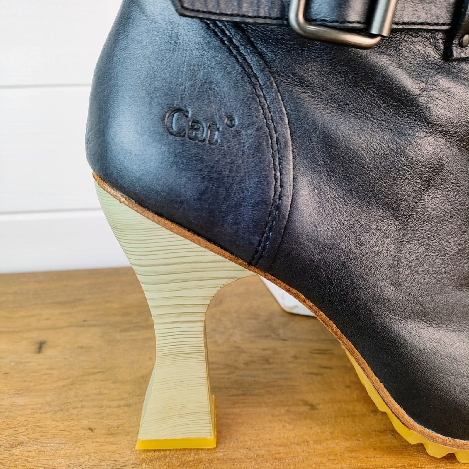 CAT Caterpillar X Shontelle Collab US 9 M Boots 4″ Sculpted High Heel Black -ish