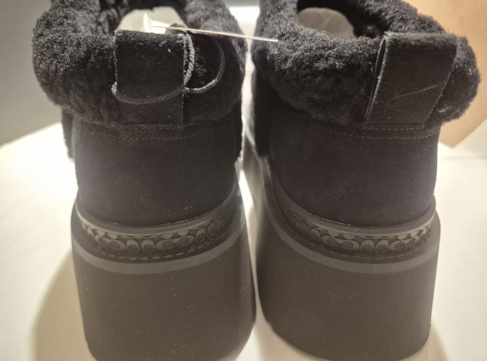 COACH CHRISTINA BOOTS SIGNATURE SHEARLING IN BLACK;SZ 9M;NIB;RET $165 SOLD OUT