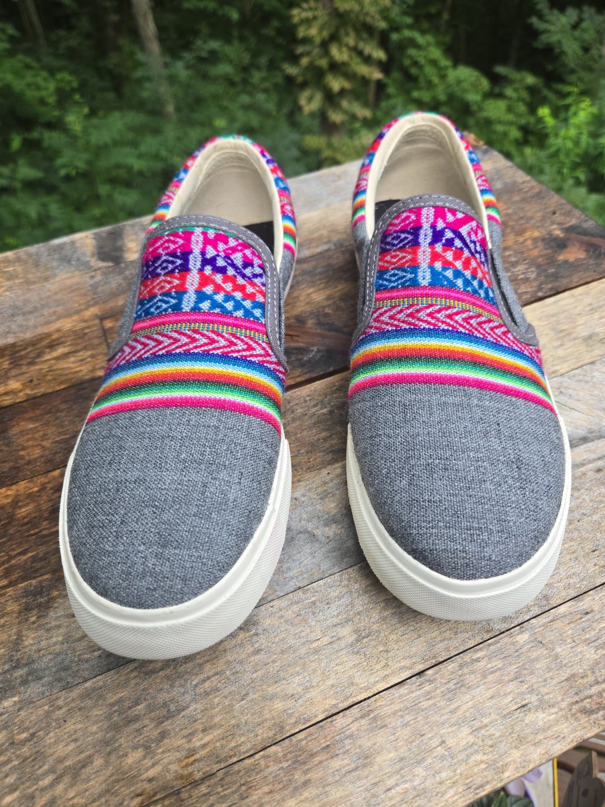 INKKAS Slip-On SLATE Shoes Southwestern Aztec Colorful Women’s US 9 EU 40