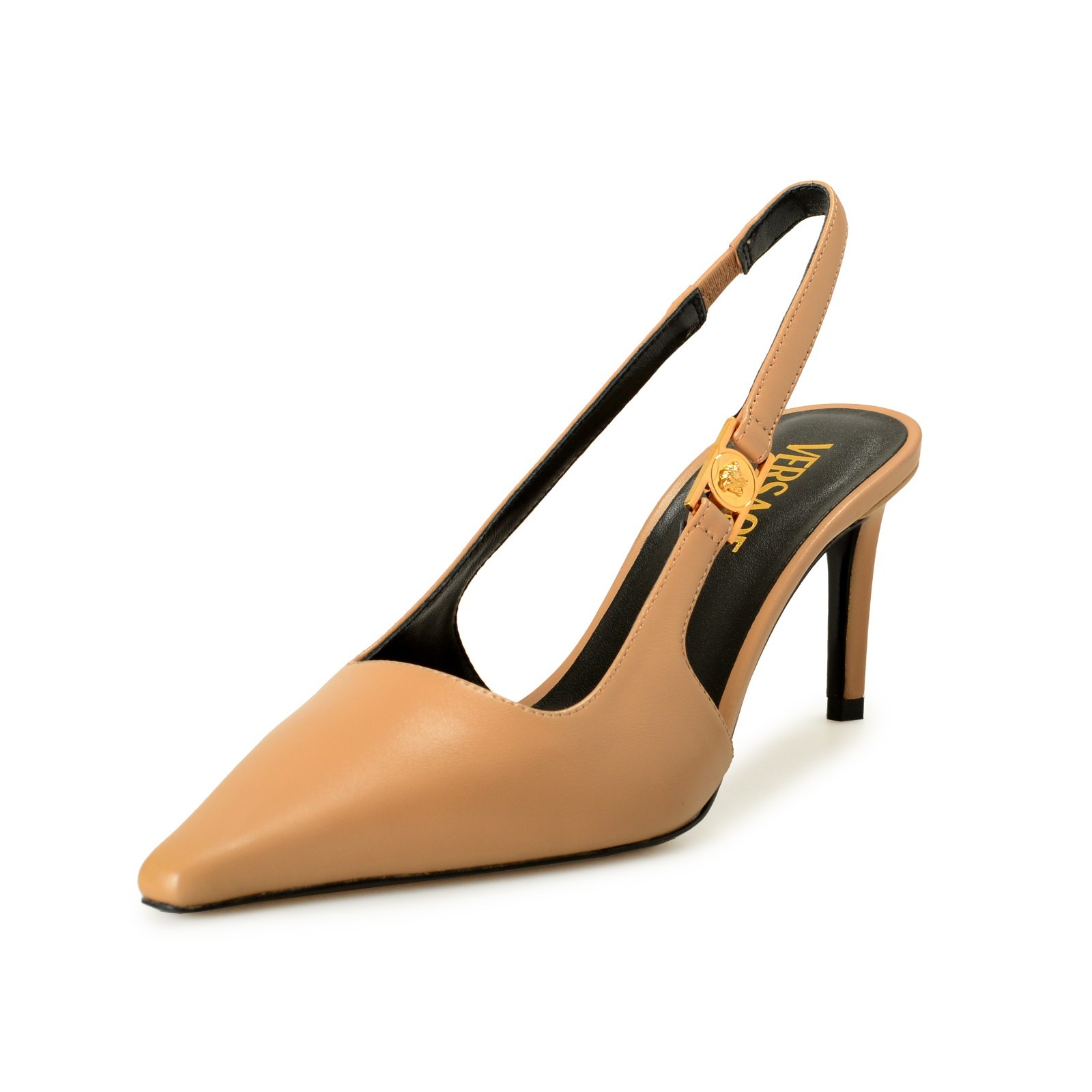 Versace Women’s Pale Nude 100% Leather Heeled Pumps Shoes US 6 IT 36
