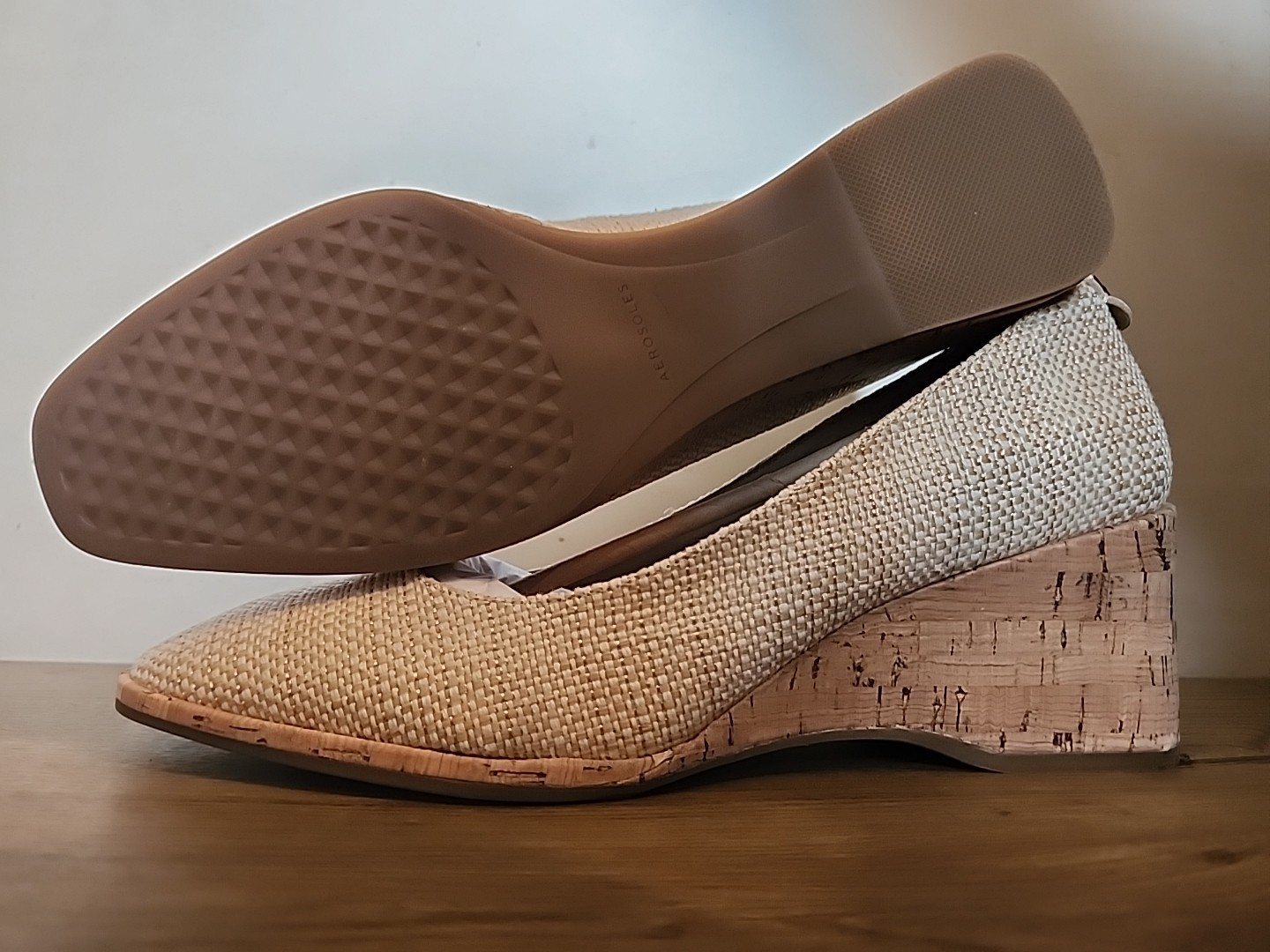 Aerosoles «iris » Wedge Dress Shoes Women’s Size 12W Natural Raffia-921 New