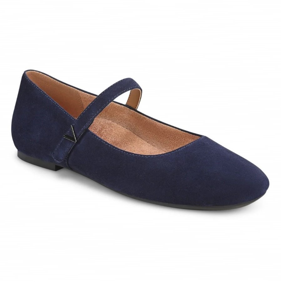 VIONIC Women Alameda Mary Jane Flat , Navy Suede (NEW)