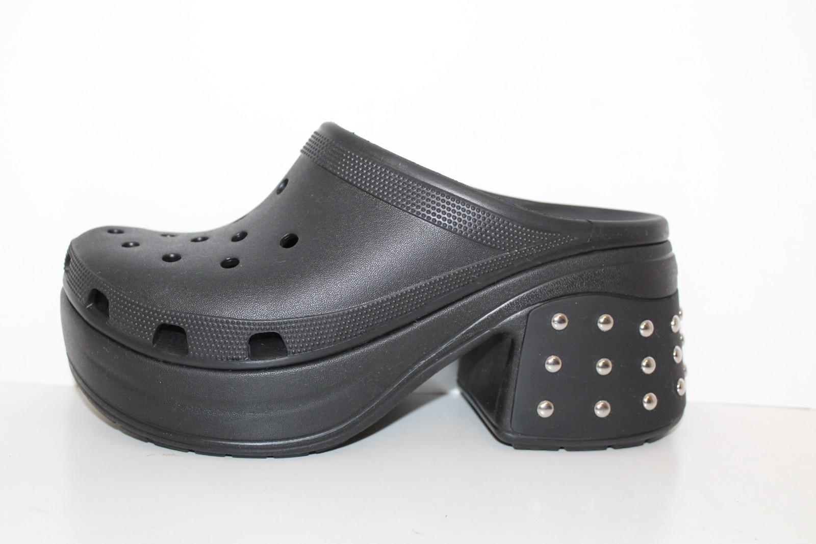 Crocs Siren Platform Black Studded Heeled Clog Sz Mens 10 / Womens 12