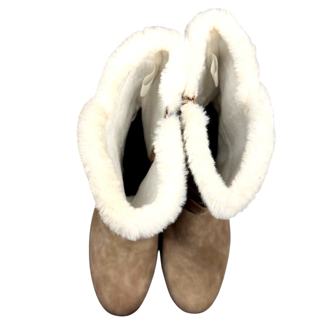 Dream Pairs Women’s Winter Boots 10 Tan Faux Leather Synthetic Fur Lining NWOB