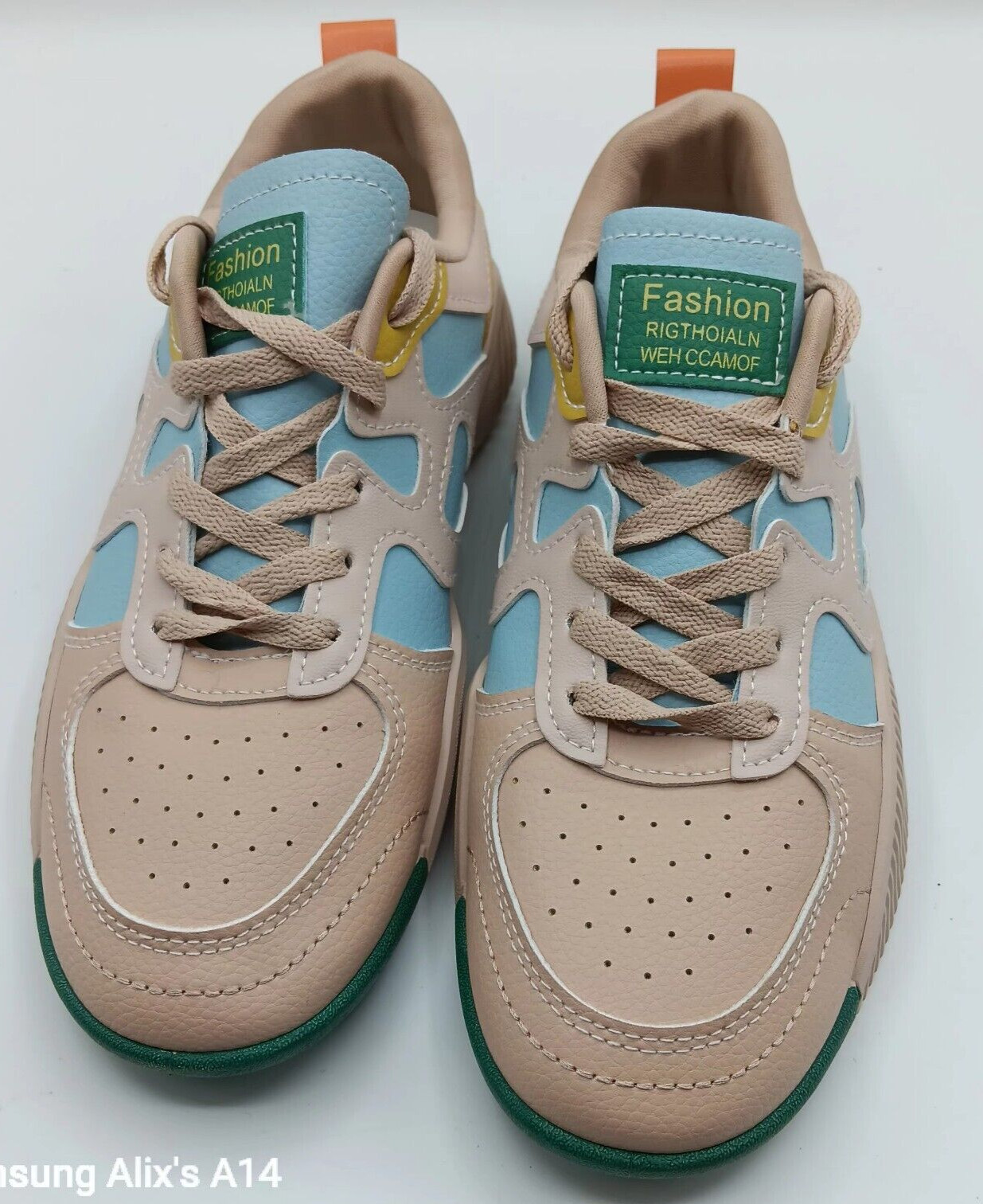 Fashion Rigthoialn Casual Beige Blue Shoes Women Sz 40 US7
