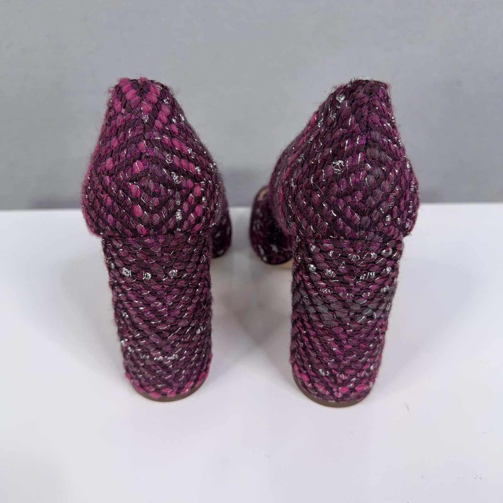Louise Et Cie Pumps Womens Size 9 Purple Chevron Tweed Block Heel Shoes EU40