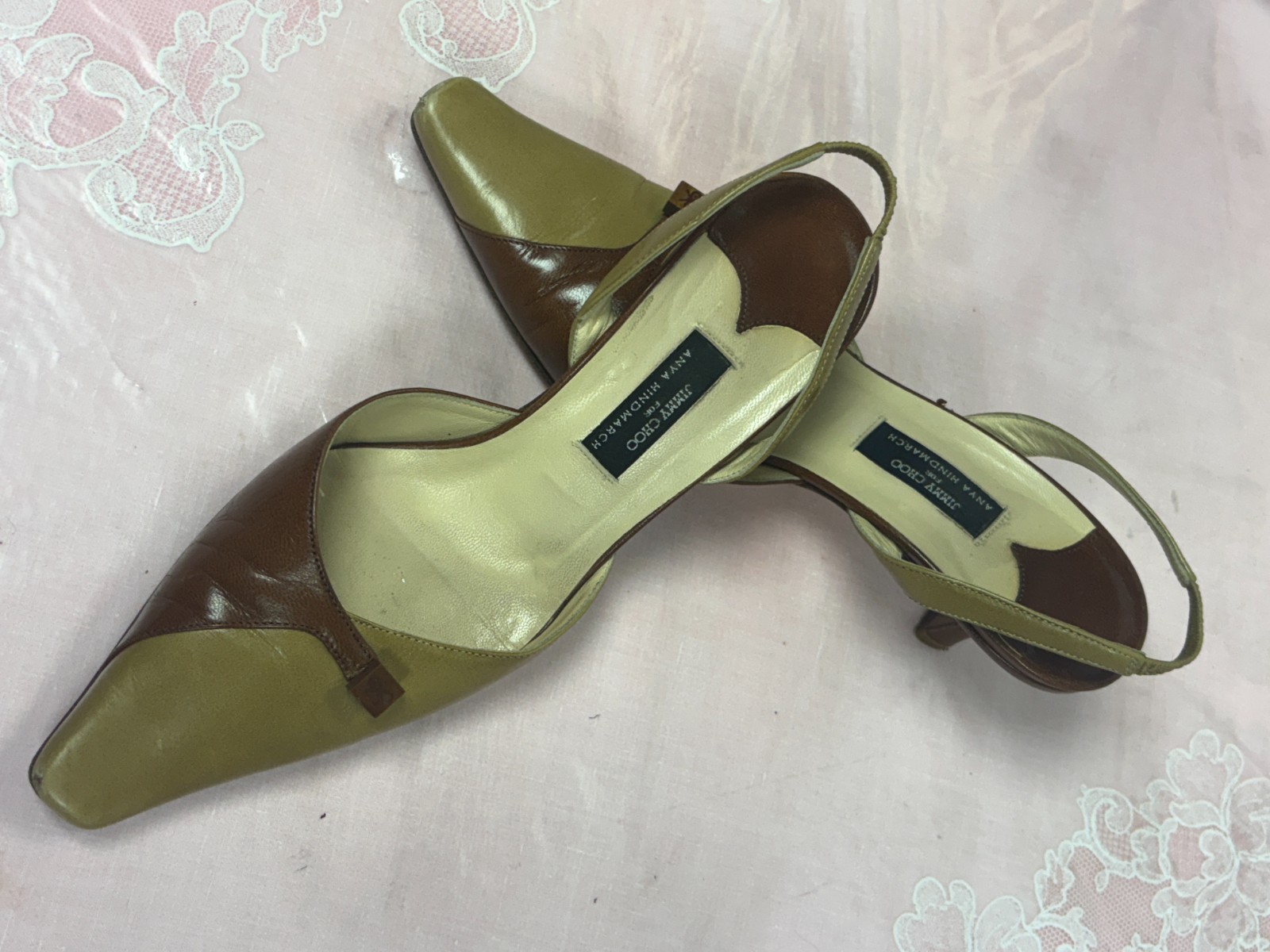 Jimmy Choo for Anya Hindmarch-Women-Beige/Brown heel Shoesd.Us Sz-6/Eur-36,5.Ita